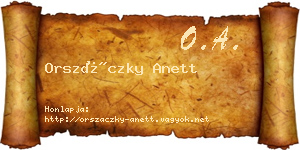 Orszáczky Anett névjegykártya